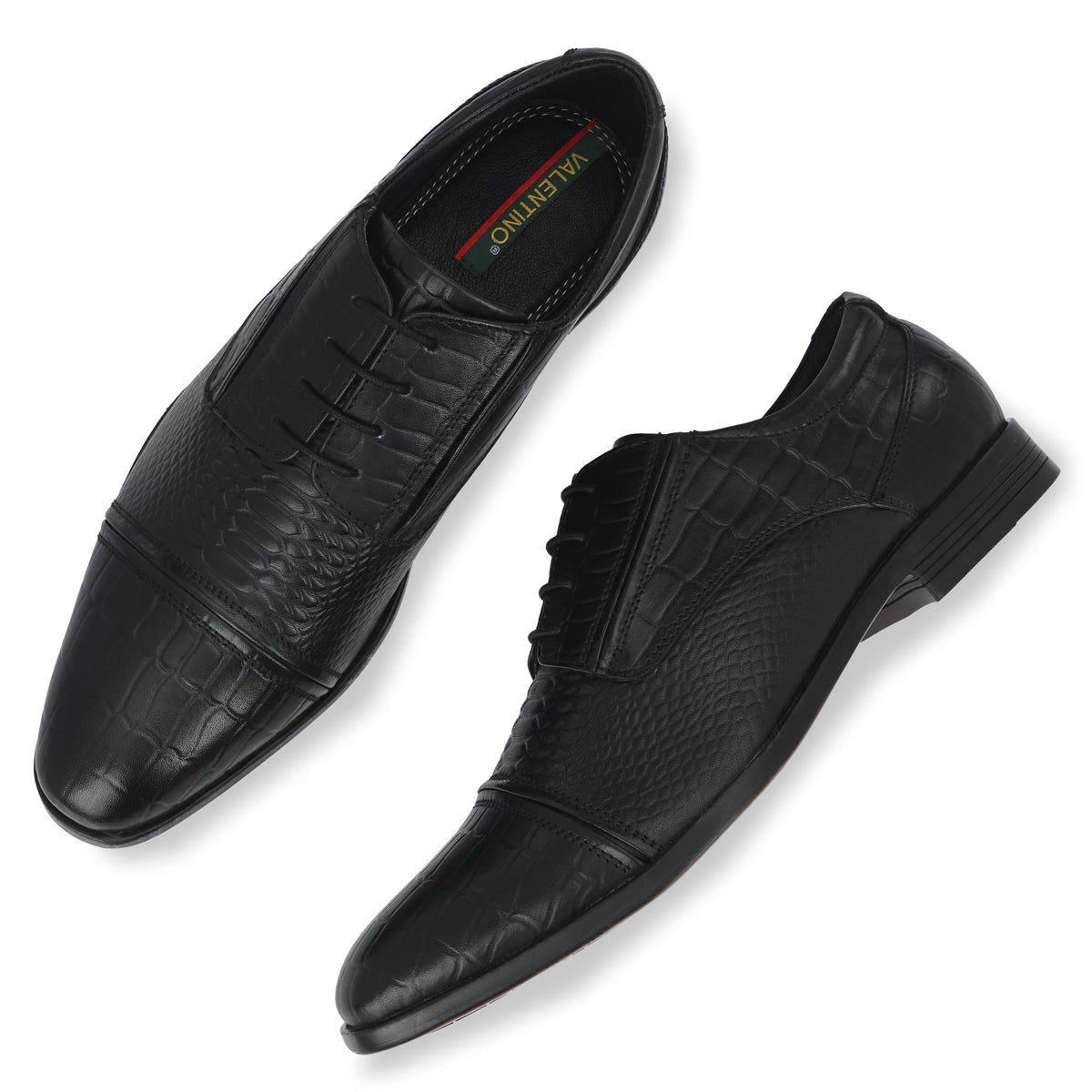 Men Premium Leather Black Lace-Up Formal Derby Shoes (Origo-60)