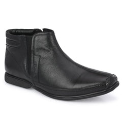 Men Premium Leather Black Zipper Boot (Port-86)