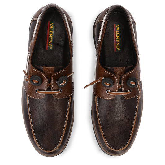 Men Premium Leather Casual Derby Shoes (Danial-66-BrownTan)