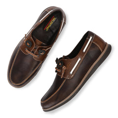 Men Premium Leather Casual Derby Shoes (Danial-66-BrownTan)