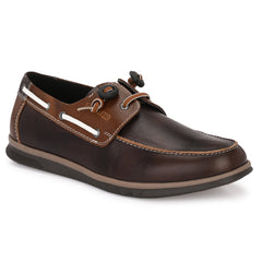 Men Premium Leather Casual Derby Shoes (Danial-66-BrownTan)