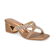 Women Embellished Block Heel Slip-On Sandals (W-AH-04-ANTIQUE)