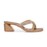 Women Embellished Block Heel Slip-On Sandals (W-AH-04-ANTIQUE)