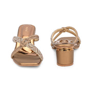 Women Embellished Block Heel Slip-On Sandals (W-AH-04-ANTIQUE)