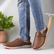 West Port Men Premium Leather Casual Mules for Men (Alliance-05-Tan)