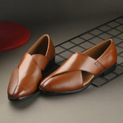 Men Premium Leather Tan Stylish & Comfortable Peshawari Sandals (Indigo-21-Tan)