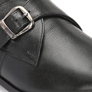 Men Premium Leather Single Monk Strap Slip-On Formal Shoes (Reform-78-Black)