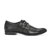 Men Premium Leather Single Monk Strap Slip-On Formal Shoes (Reform-78-Black)