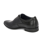Men Premium Leather Single Monk Strap Slip-On Formal Shoes (Reform-78-Black)
