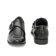 Men Premium Leather Single Monk Strap Slip-On Formal Shoes (Reform-78-Black)
