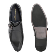Men Premium Leather Single Monk Strap Slip-On Formal Shoes (Reform-78-Black)
