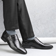 Men Premium Leather Slip-On Formal Shoes (Endure-21-Black)