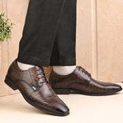 Men Premium Leather Formal Lace Up Shoes (Endure-65-Brown)