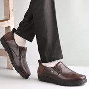 Men Premium Leather Pine Hands-Free Slip-In Shoes with Heel Cushion Support Technology (Comforter-03-Pine)