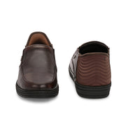 Men Premium Leather Pine Hands-Free Slip-In Shoes with Heel Cushion Support Technology (Comforter-03-Pine)