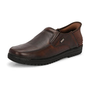 Men Premium Leather Pine Hands-Free Slip-In Shoes with Heel Cushion Support Technology (Comforter-03-Pine)