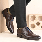Men Premium Leather Lace-Up Formal Shoes (Endure-63-Brown)