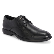 Men Premium Leather Black Lace-Up Formal Derby Shoes (Joyland-51-Black)