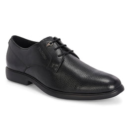 Men Premium Leather Black Lace-Up Formal Derby Shoes (Joyland-51-Black)