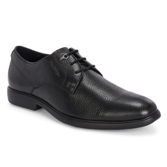 Men Premium Leather Black Lace-Up Formal Derby Shoes (Kronox-51)