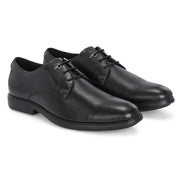 Men Premium Leather Black Lace-Up Formal Derby Shoes (Joyland-51-Black)