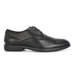 Men Premium Leather Black Lace-Up Formal Derby Shoes (Kronox-51)