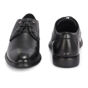 Men Premium Leather Black Lace-Up Formal Derby Shoes (Joyland-51-Black)