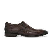 Men Premium Leather Slip-On Formal Shoes (Endure-21-Brown)