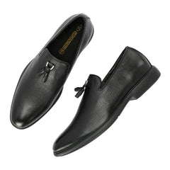 Men Premium Leather Black Slip-On Formal Shoes (Kronox-01)