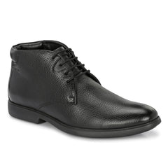 Men Premium Leather Black Lace-Up Formal Derby Shoes (Kronox-75)