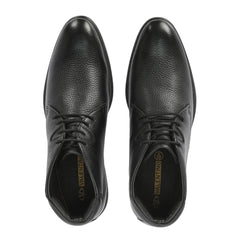 Men Premium Leather Black Lace-Up Formal Derby Shoes (Kronox-75)