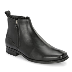 Men Premium Leather Black Formal Ankle Zipper Boot (Newgen-98)