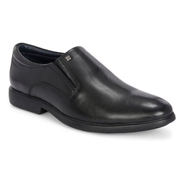 Men Premium Leather Black Slip-On Formal Shoes (Joyland-45-Black)