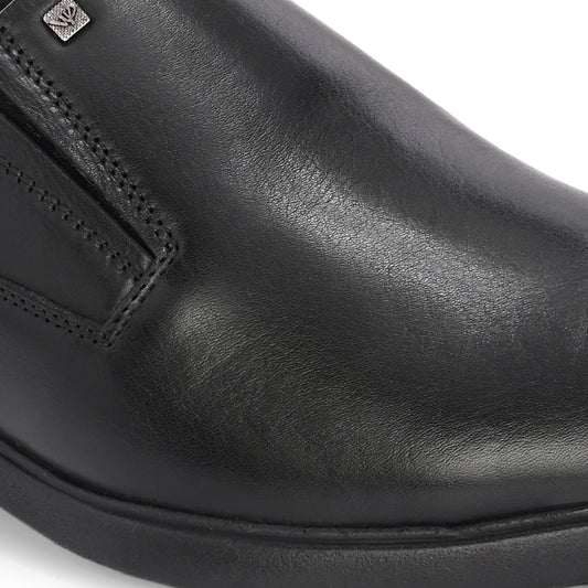 Men Premium Leather Black Slip-On Formal Shoes (Kronox-45)