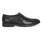 Men Premium Leather Black Slip-On Formal Shoes (Joyland-45-Black)