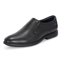 Men Premium Leather Black Slip-On Formal Shoes (Kronox-45)