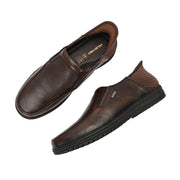 Men Premium Leather Pine Hands-Free Slip-In Shoes with Heel Cushion Support Technology (Comforter-03-Pine)