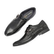 Men Premium Leather Single Monk Strap Slip-On Formal Shoes (Reform-78-Black)