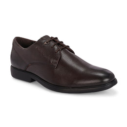 Men Premium Leather Brown Lace-Up Formal Derby Shoes (Joyland-51-Brown)