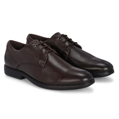 Men Premium Leather Brown Lace-Up Formal Derby Shoes (Kronox-51)