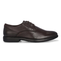 Men Premium Leather Brown Lace-Up Formal Derby Shoes (Kronox-51)