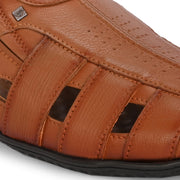 Valentino Men's Genuine Leather Tan Sandals with Cushioned Footbed and Durable Rubber Sole (CityWalker-13-Tan)