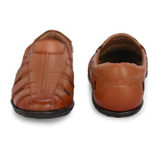 Valentino Men's Genuine Leather Tan Sandals with Cushioned Footbed and Durable Rubber Sole (CityWalker-13-Tan)