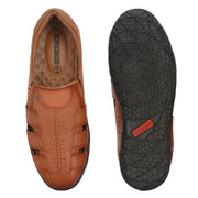 Valentino Men's Genuine Leather Tan Sandals with Cushioned Footbed and Durable Rubber Sole (CityWalker-13-Tan)