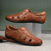 Valentino Men's Genuine Leather Tan Sandals with Cushioned Footbed and Durable Rubber Sole (CityWalker-13-Tan)