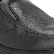 Men Premium Leather Black Hands-Free Slip-In Shoes with Heel Cushion Support Technology (Comforter-03-Black)