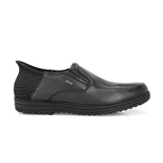 Men Premium Leather Black Hands-Free Slip-In Shoes with Heel Cushion Support Technology (Comforter-03-Black)