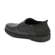 Men Premium Leather Black Hands-Free Slip-In Shoes with Heel Cushion Support Technology (Comforter-03-Black)