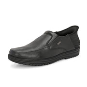 Men Premium Leather Black Hands-Free Slip-In Shoes with Heel Cushion Support Technology (Comforter-03-Black)
