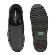 Men Premium Leather Black Hands-Free Slip-In Shoes with Heel Cushion Support Technology (Comforter-03-Black)